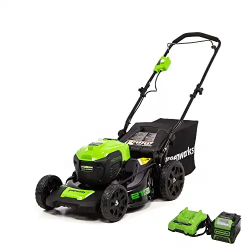 Greenworks 40V 21" Cordless Mower, 5.0Ah USB Battery and Charger Included