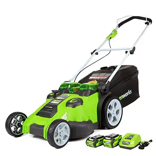 Greenworks 40V 20-Inch Cordless (2-In-1) Push Lawn Mower, 4.0Ah + 2.0Ah Battery and Charger