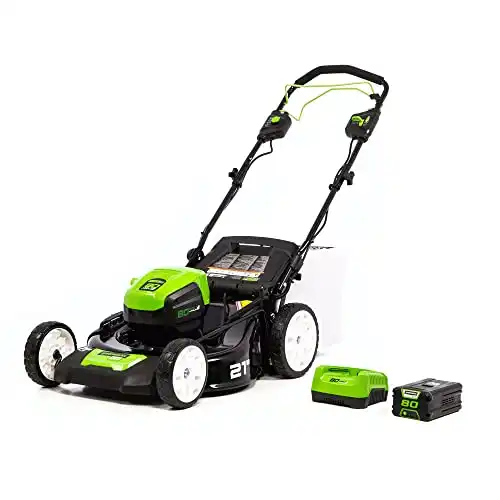 Greenworks Pro 80V 21-Inch Self-Propelled Lawn Mower Battery and Charger Included